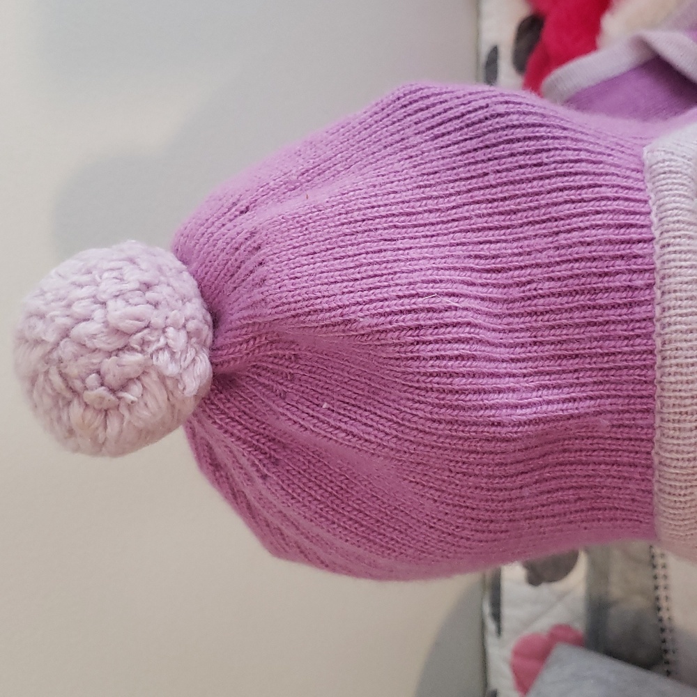 Purple toboggan Eden & Esme hat beanie 9-12m Long Tails